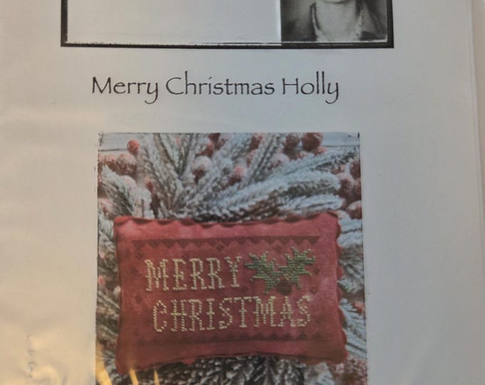 Lucy Beam Merry Christmas Holly Cross Stitch Pattern. Free Shipping. Good Condition.