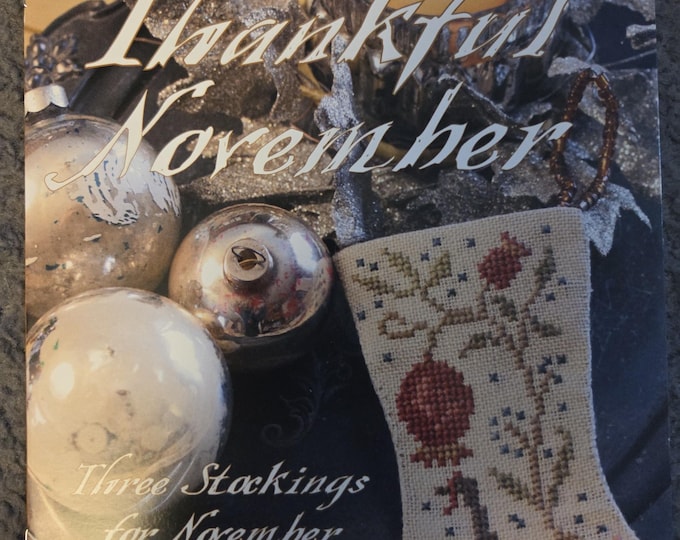 Blackbird Designs Three Stockings for November-Thankful November Cross Stitch Pattern. FREE SHIPPING. Good Condition.