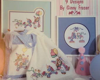 Vintage Leisure Arts Babys Big Top Cross Stitch Pattern. Free SHIPPING.
