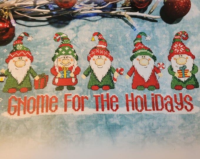 Tiny Modernist Gnome for the Holidays Cross Stitch Pattern. Free Shipping. Good Condition.