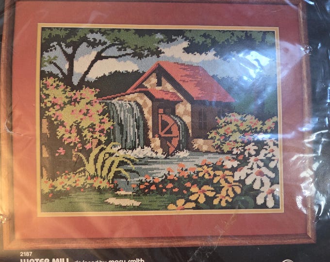 Dimensions Water Mill Needlepoint Kit. FREE SHIPPING. Preowned Older Condition.