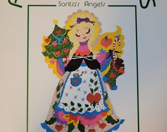 Ann Spiess Mills Christmas Santas Angels Cross Stitch Pattern. FREE SHIPPING. Used Condition.