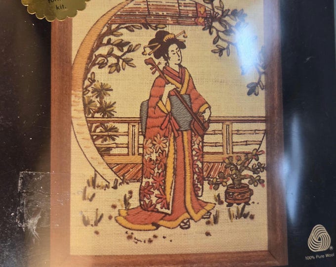 Dimensions Oriental Woman with Lute Crewel Kit. FREE SHIPPING. Older Condition.