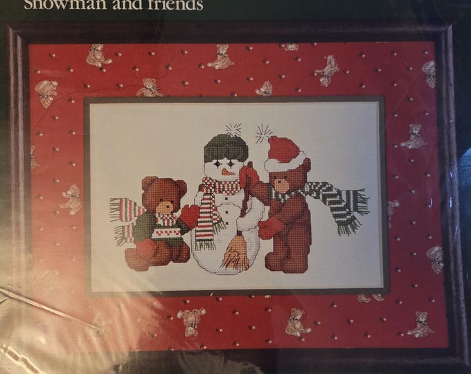 Dale Burdett Snowman and Friends Counted Cross Stitch Kit. FREE SHIPPING. Good Condition.
