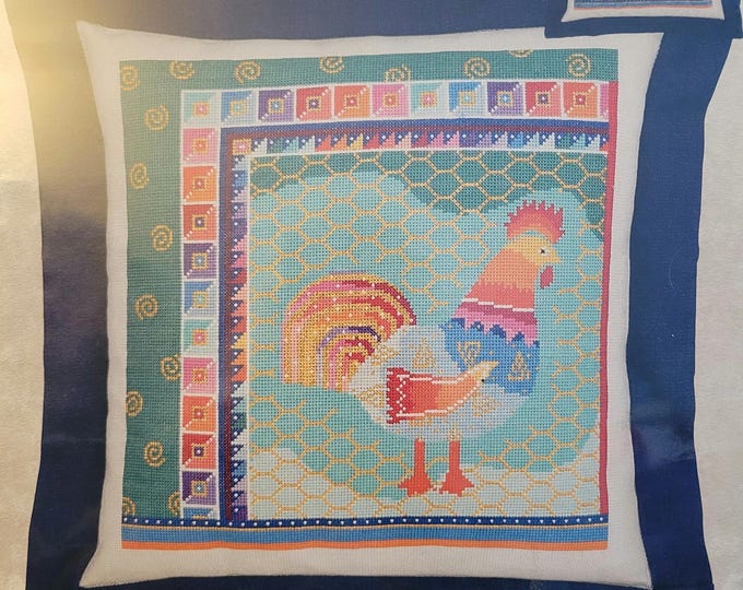 Candamar Designs Rainbow Hen Pillow/Picture Cross Stitch Kit. FREE SHIPPING. New Condition.