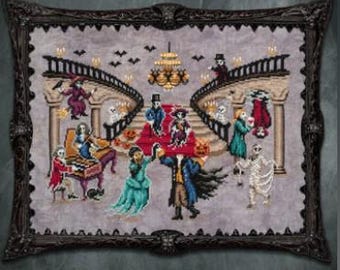 PREORDER Lola Crow The Ghostly Ball Cross Stitch Pattern. 172wx122h. Avail After Aug 25. New.  Free Shipping.