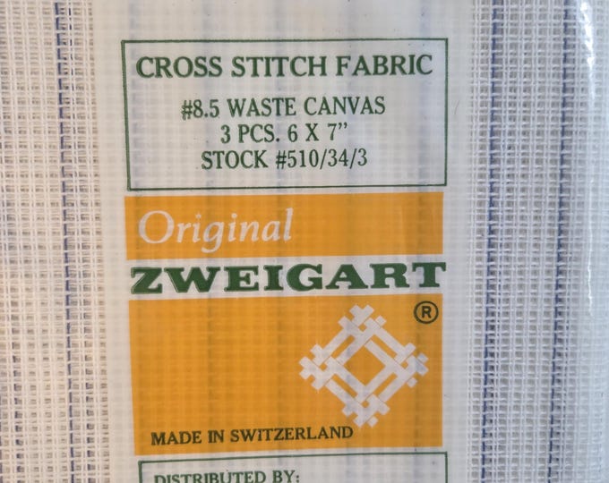 Zweigart Waste Canvas 8.5 ct 3pcs 6x7. FREE SHIPPING. Older Packaging.