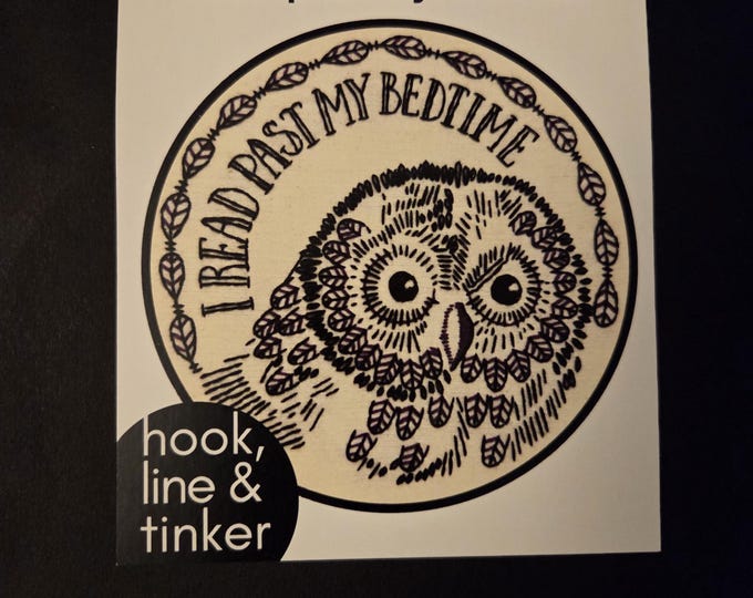 Hook Line Tinker I Read Past My Bedtime Embroidery Kit. FREE SHIPPING. Estate Sale Preowned Like New Condition.