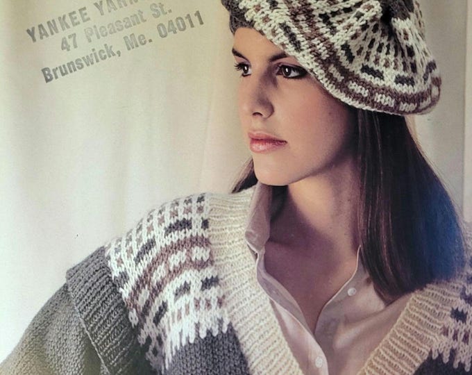 Ironstone Pullover and Beret New Zealand Spun Knit Pattern Style 431. Free Shipping