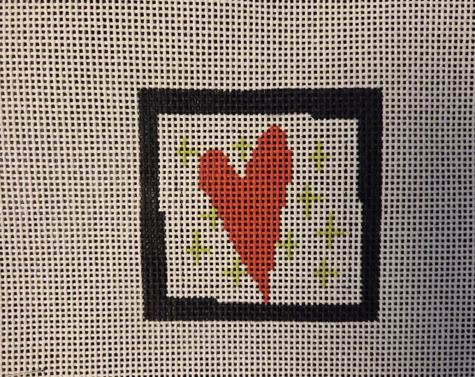 Pippin Heart with Crosses Needlepoint Canvas 13# 3" Square. Preowned Estate Sale Like New Condition. Free Shipping.