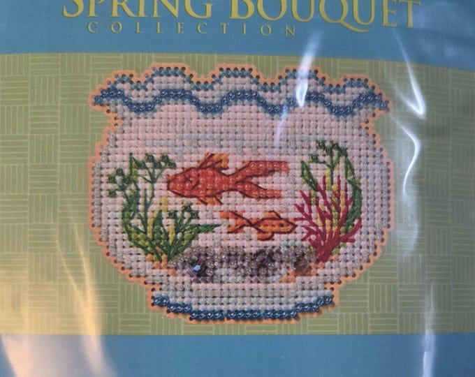 Mill Hill Spring Bouquet Fish Bowl Counted Cross Stitch Kit. FREE SHIPPING. New Condition.