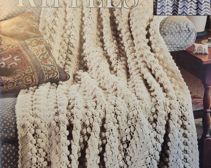 Vintage Leisure Arts Fghans by the Dozen Crochet Ripple Afghans. Crochet Pattern. FREE SHIPPING.