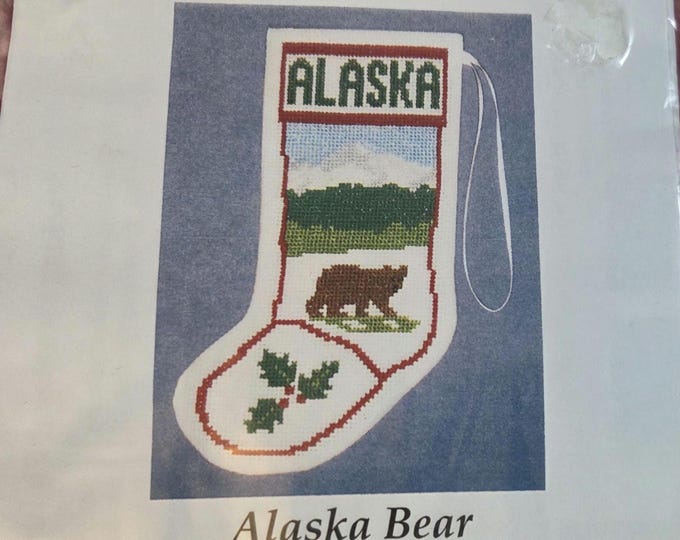 Posy Collection Alaska Bear  Stocking Ornament Cross Stitch Kit. FREE SHIPPING. Good Condition.