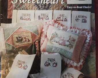 Leisure Arts Sunbonnet Sue Yesteryears Sweetheart Cross Stitch Pattern. Free SHIPPING. Used Condition.
