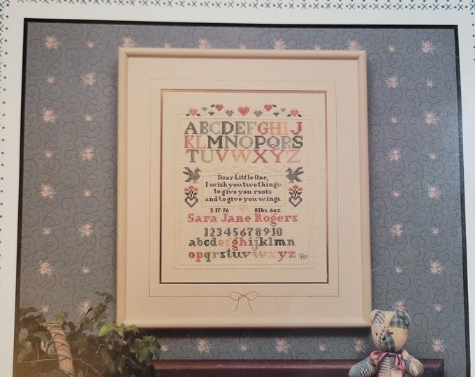 Pat Rogers Roots and Wings Birth Sampler Cross Stitch Pattern. FREE SHIPPING. Older used condition.