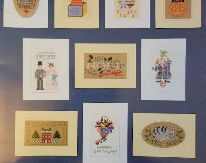 Vintage 24 Greeting Card Designs Cross Stitch Pattern. Free Shipping.