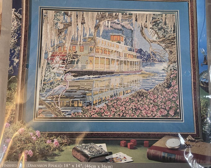 JCA Heritage Collection Night On The River Counted Cross Stitch Kit. FREE SHIPPING. Preowned Good Condition