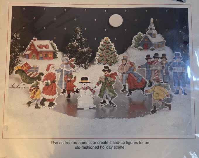Sunset Dickens Figures Ornaments Counted Cross Stitch on Perforated Paper Kit. FREE SHIPPING. Good Condition.