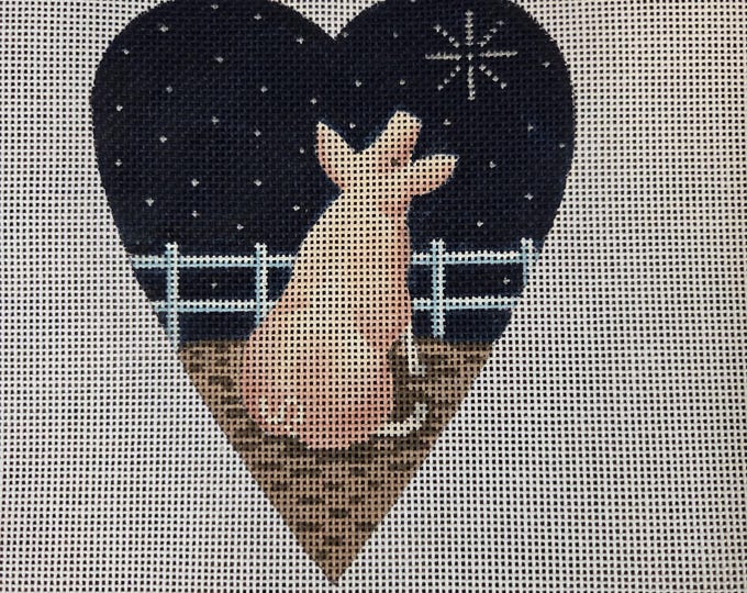 Kirk & Bradley Midnight Pig Needlepoint Canvas 18# 4.25"x5.25". Preowned Estate Sale Like New Condition. Free Shipping.