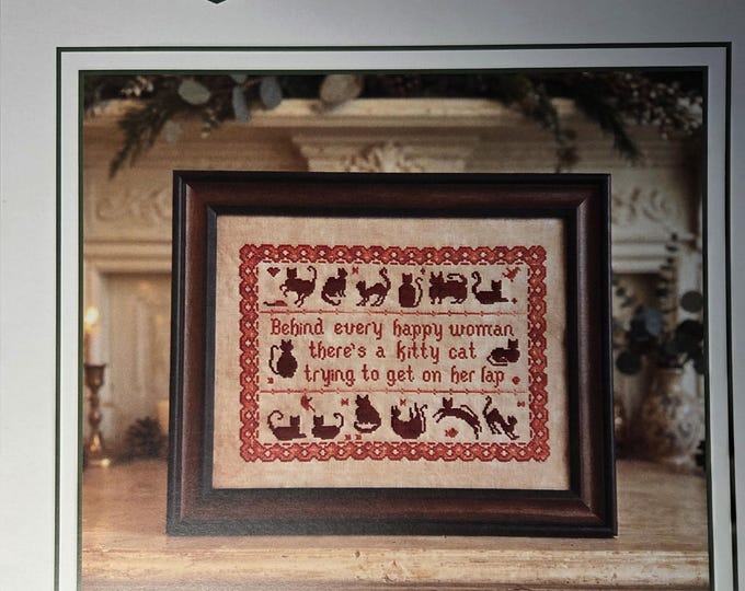 December Stitches Cat Sampler Cross Stitch Pattern. Free Shipping. New Condition.