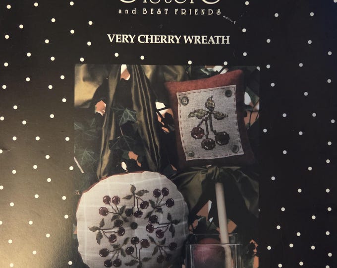 Sisters Very Cherry Wreath Cross Stitch Pattern. Free Shipping. Used Condition.