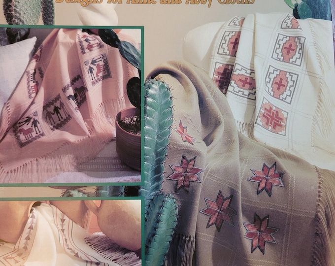 Leisure Arts Southwest Influence Anne and Abby Cloths Cross Stitch Pattern. Free SHIPPING. Used Condition