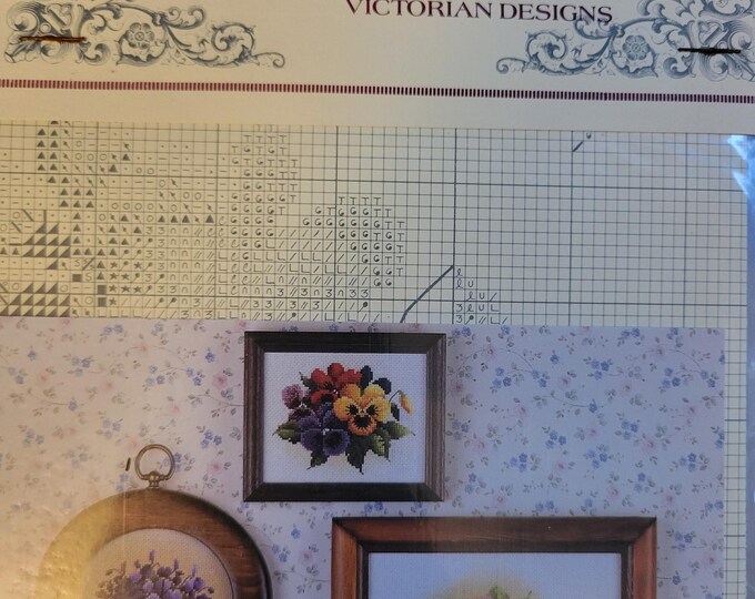 Lavender & Lace Violets, Pansies and Roses Cross Stitch Pattern. Good Condition. Free Shipping.