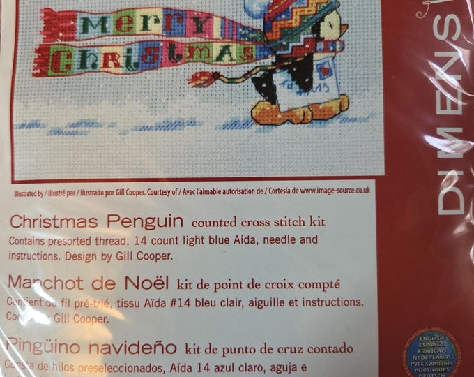 Dimensions Christmas Penguin Counted Cross Stitch Kit. FREE SHIPPING. Good Condition.