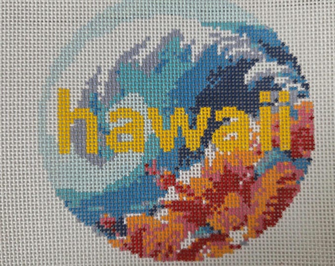 Hawaii 4inch Round 18 Mesh Needlepoint Canvas. FREE SHIPPING. New Condition.