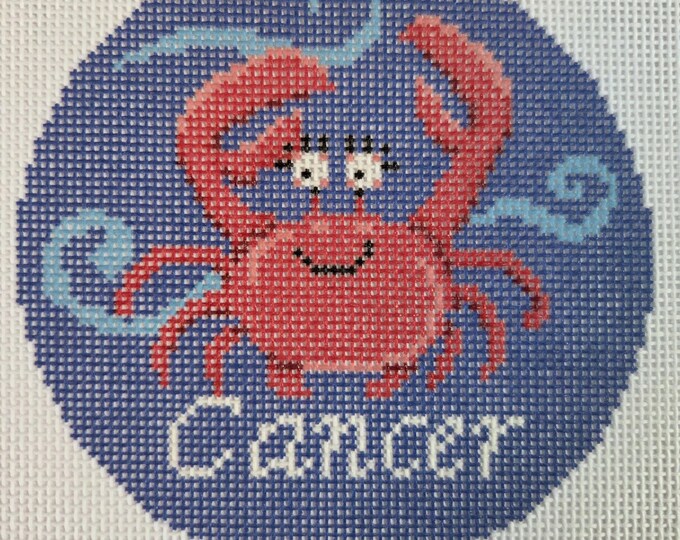 Cancer Needlepoint Canvas. 18 Mesh 4" Round. New Condition. Free Shipping. Needlepaint LLC Design.