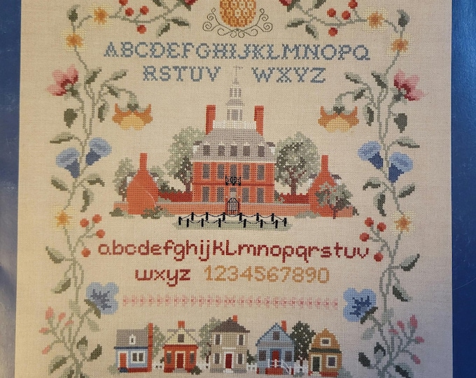 An American Sampler Cross Stitch Pattern. FREE SHIPPING. Used Condition.