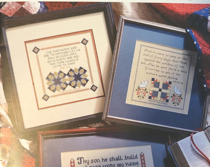 Praying Hands Patchwork Samplers 12 Designs Inspired by Scripture Cross Stitch Pattern. FREE SHIPPING.