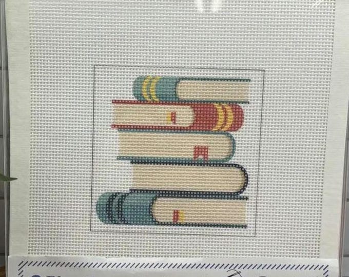 Blue Poppy Five Books Needlepoint Canvas Kit 13 mesh 4x4. New Condition. Free Shipping.