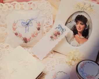 Vintage Ribbon Embroidery Wedding Memories. Embroidery Pattern Book.
