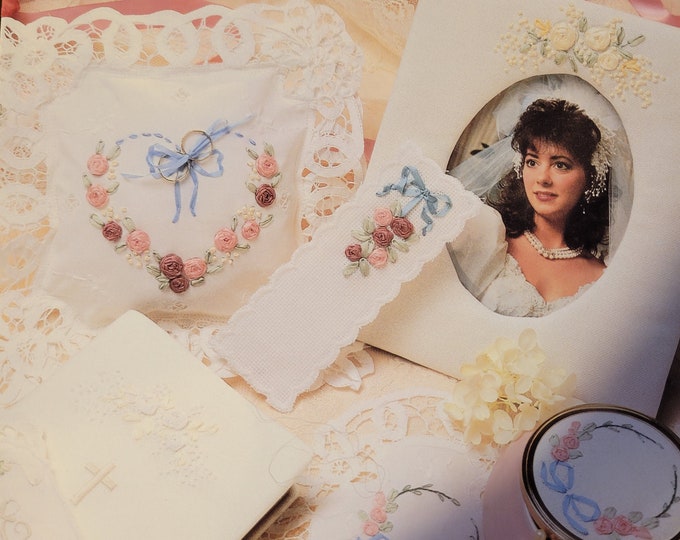 Vintage Ribbon Embroidery Wedding Memories. Embroidery Pattern Book.