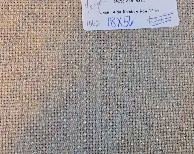 14ct 18x56 Aida Rainbow Raw. FREE SHIPPING.