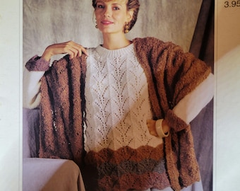 Bernat Heathers Textures Aran Weight Knit Pattern. Free Shipping