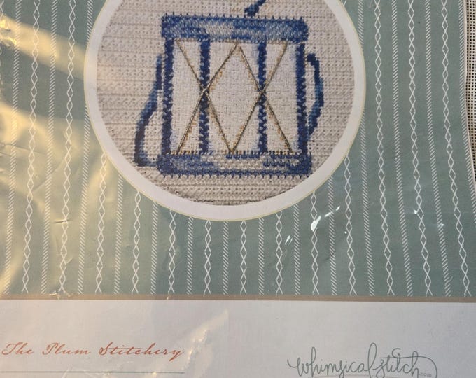 Plum Stitchery 12 Drummers Drumming Kit Needlepoint Canvas Kit. 18# 4". Round. Preowned Estate Sale Good Condition.