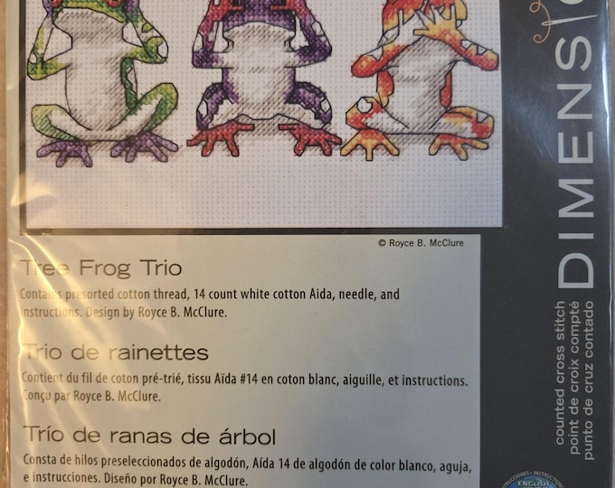 Dimensions Tree Frog Trio Counted Cross Stitch Kit. FREE SHIPPING. Good Condition.