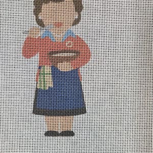 French J Child Needlepoint Canvas 5"x3"  finished size #18 mesh. Free Shipping. Unfinished canvas. Moore Stitching Design