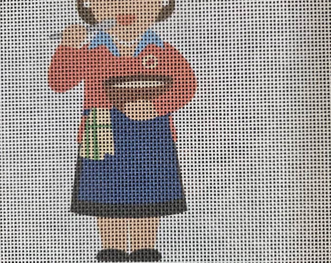 IN STOCK  French J Child Needlepoint Canvas 5"x3"  finished size #18 mesh. Free Shipping. Unfinished canvas. Moore Stitching Design