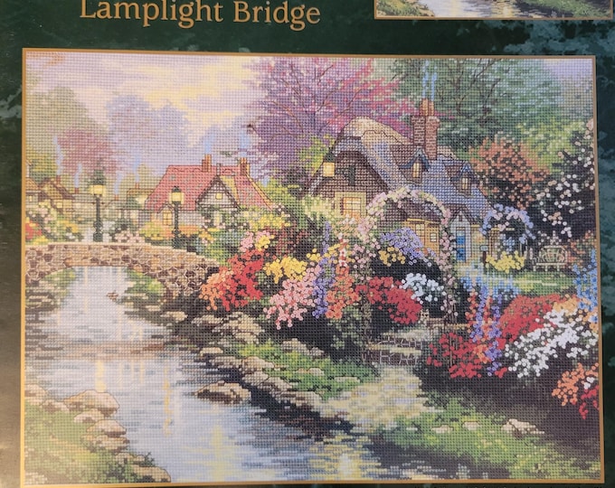 Thomas Kinkade Lamplight Bridge Cross Stitch Pattern. FREE SHIPPING. Used Condition.