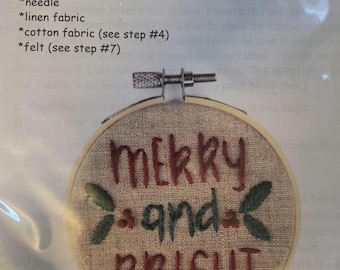 Thread Unraveled Merry and Bright Ornament Embroidery Kit. FREE SHIPPING. New Condition.