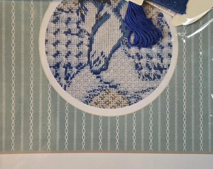 Plum Stitchery 3 French Hens Kit Needlepoint Canvas Kit. 18# 4". Round. Preowned Estate Sale Good Condition.