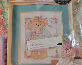 Bucilla Mrs Teddy Ribbon Embroidery and Cross Stitch Kit. FREE SHIPPING.