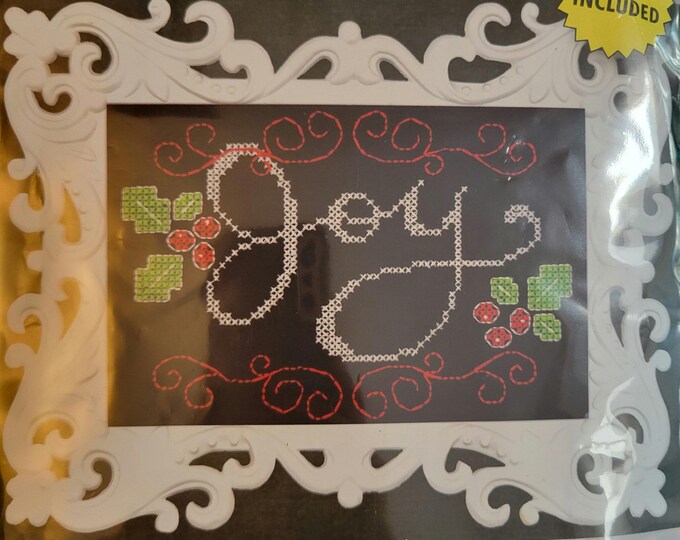 Design Works Joy Cross Stitch Kit Frame Included. FREE SHIPPING. New Condition. Repackaged in a polybag