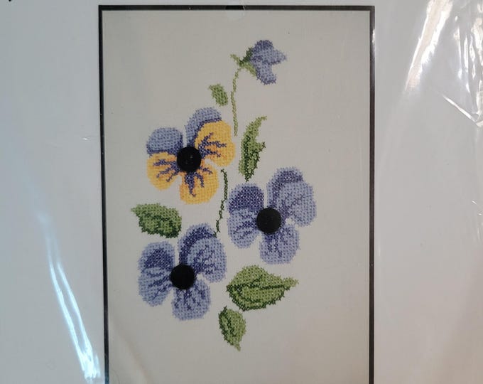 Imaginating Pansies Counted Cross Stitch Kit. FREE SHIPPING. Good Condition.