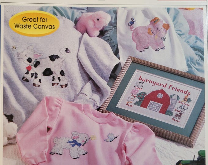 Farm Pals Waste Canvas Cross Stitch Pattern. Free SHIPPING. Older Used Condition.
