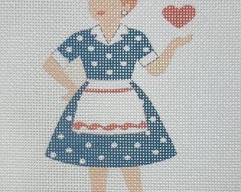 IN STOCK Lucy Needlepoint Canvas 9"x7" -  5"x3"  finished size #18 mesh. Please allow 3 weeks from order. Free Shipping.