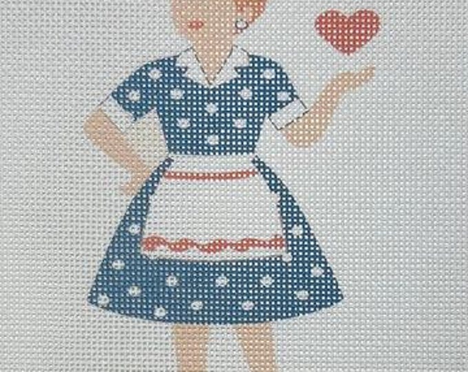 IN STOCK Lucy Needlepoint Canvas 9"x7" -  5"x3"  finished size #18 mesh. Please allow 3 weeks from order. Free Shipping.